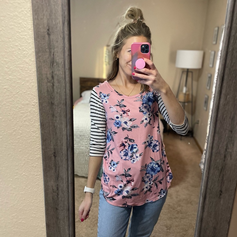 Boutique floral stripe top